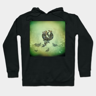 Elegant peacock in green colors. Hoodie